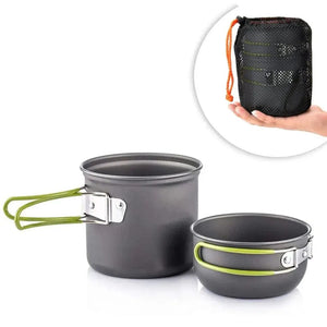 Planet Gates 1 Set Camping Cookware Mess Kit Ultralight Camping Pot Set Outdoor Cooking Tableware for Hiking Trekking Picnic Fishing Mountaineering