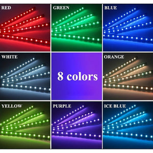 Planet Gates 1 Set Car LED Foot Light Strip 2.54 cm 4 Interior Music Voice Control Light APP Control RGB Decorative Lamp Lighter Adapter Ambient Light Strip