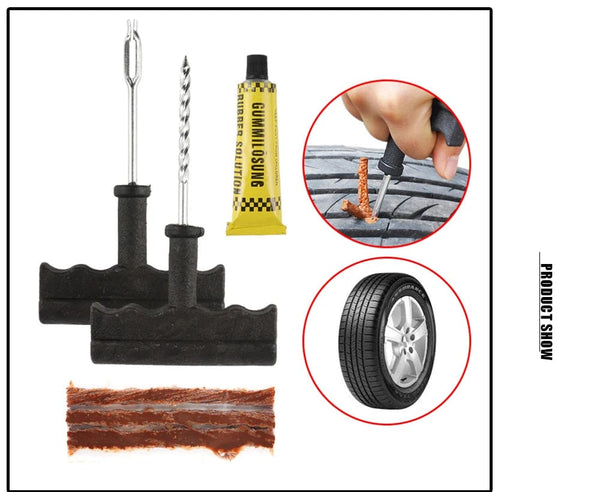 Planet Gates 1 Set Car Tire Repair Tool Kit with Rubber Strips Tubeless Tyre Puncture Studding Plug Set Motorcycle Truck Vacuum Tire Repair Tool