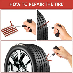 Planet Gates 1 Set Car Tire Repair Tool Kit with Rubber Strips Tubeless Tyre Puncture Studding Plug Set Motorcycle Truck Vacuum Tire Repair Tool