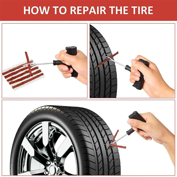 Planet Gates 1 Set Car Tire Repair Tool Kit with Rubber Strips Tubeless Tyre Puncture Studding Plug Set Motorcycle Truck Vacuum Tire Repair Tool