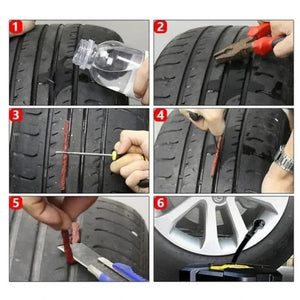 Planet Gates 1 Set Car Tire Repair Tool Kit with Rubber Strips Tubeless Tyre Puncture Studding Plug Set Motorcycle Truck Vacuum Tire Repair Tool