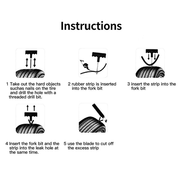 Planet Gates 1 Set Car Tire Repair Tool Kit with Rubber Strips Tubeless Tyre Puncture Studding Plug Set Motorcycle Truck Vacuum Tire Repair Tool