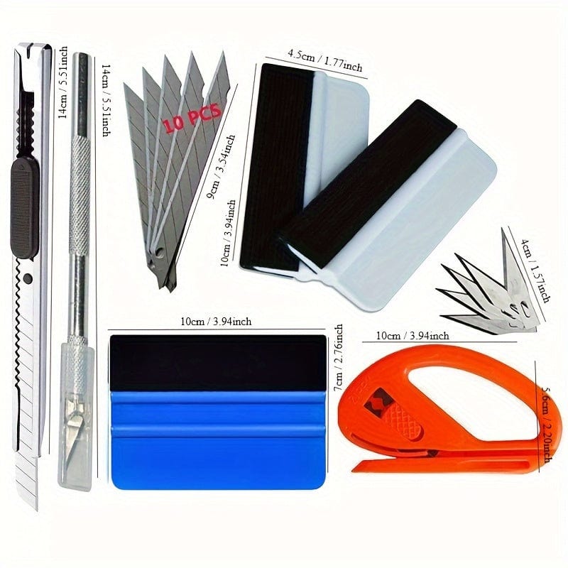 Planet Gates 1 Set Car Vinyl Wrapping Tools Felt Squeegee Application Casement Tint Scraper Kit