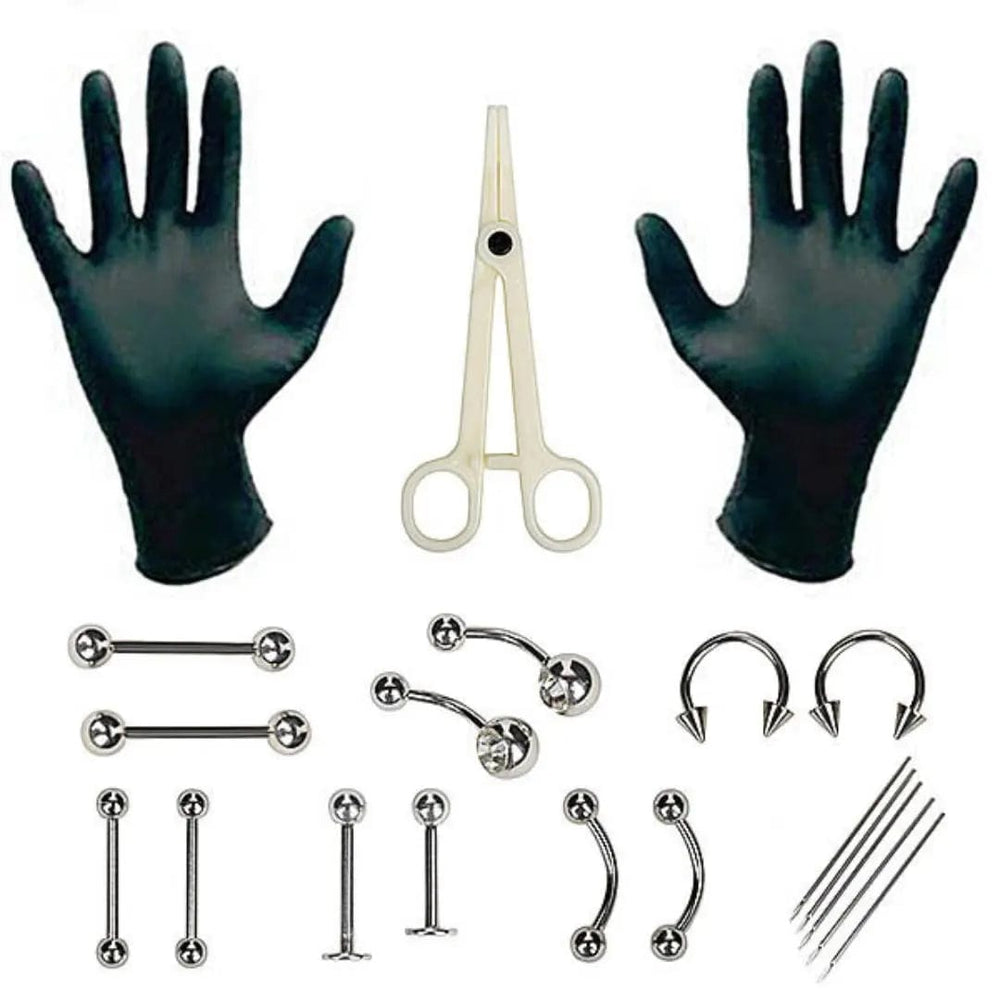 Planet Gates 1 Set Disposable Professional Body Piercing Tool Kit Piercing Needle Clamp Tools Ear Tragus Nose Eyebrow Navel Piercings 316