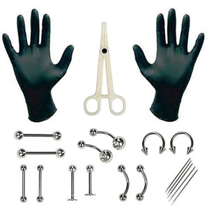 Planet Gates 1 Set Disposable Professional Body Piercing Tool Kit Piercing Needle Clamp Tools Ear Tragus Nose Eyebrow Navel Piercings 316