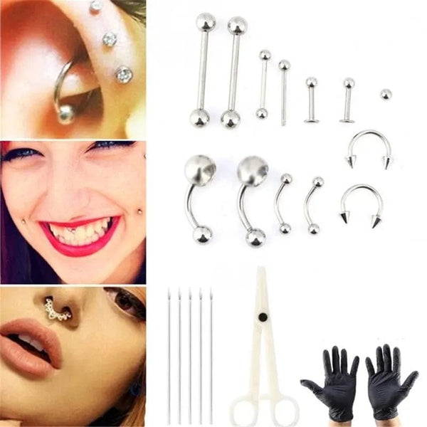 Planet Gates 1 Set Disposable Professional Body Piercing Tool Kit Piercing Needle Clamp Tools Ear Tragus Nose Eyebrow Navel Piercings 316