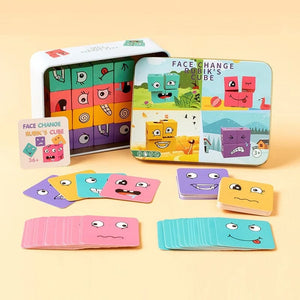 Planet Gates 1 Set Emotions Expression Wooden Cube Face Change Building Blocks Parent-Child Interactive Games Montessori Toys