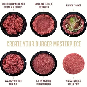 Planet Gates 1 Set Hamburger Press, Patty Maker, 3 In 1 Non Stick Stuffed Burger Mold, Beef Patties And Sliders, BBQ Grill Accessories, For Various Fresh Delicious Stuffed Burger, Sliders Burger, Beef Burger, Non Stick Meat.