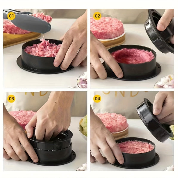 Planet Gates 1 Set Hamburger Press, Patty Maker, 3 In 1 Non Stick Stuffed Burger Mold, Beef Patties And Sliders, BBQ Grill Accessories, For Various Fresh Delicious Stuffed Burger, Sliders Burger, Beef Burger, Non Stick Meat.