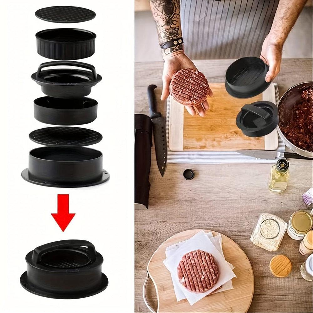 Planet Gates 1 Set Of Hamburger Machine 1 Set Hamburger Press, Patty Maker, 3 In 1 Non Stick Stuffed Burger Mold, Beef Patties And Sliders, BBQ Grill Accessories, For Various Fresh Delicious Stuffed Burger, Sliders Burger, Beef Burger, Non Stick Meat.