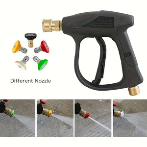 Planet Gates 1 Set, High Pressure Washing Gun, Max 3000 PSI 5 Colors Quick Connect 1/4 Inch Nozzle M22 -14 Hose Fitting Car Washing, Garden Supplies