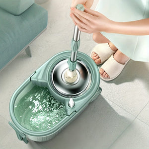 Planet Gates 1 Set, Household Spin Mop And Bucket Set With 2/4 Mop Cloth, Household Rotating Floor Mop, Hands-free Wash Mop, Dust Removal Mop, Dry And Wet Use, Perfect For Home, Kitchen, Bathroom Floor, Cleaning Supplies, Cleaning Tool