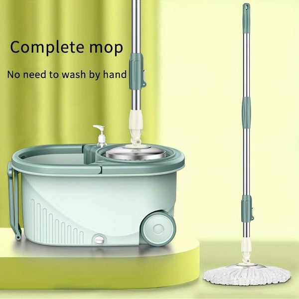 Planet Gates 1 Set, Household Spin Mop And Bucket Set With 2/4 Mop Cloth, Household Rotating Floor Mop, Hands-free Wash Mop, Dust Removal Mop, Dry And Wet Use, Perfect For Home, Kitchen, Bathroom Floor, Cleaning Supplies, Cleaning Tool