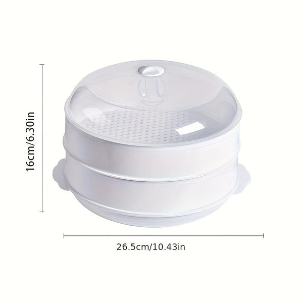 Planet Gates 1 Set Microwave Oven Special Steamer With Steamer Pad, Splash Proof, Steamed Rice, Multi-layer Steamer, For Fast Heating, Mantou, Buns, Dumplings, Cookware