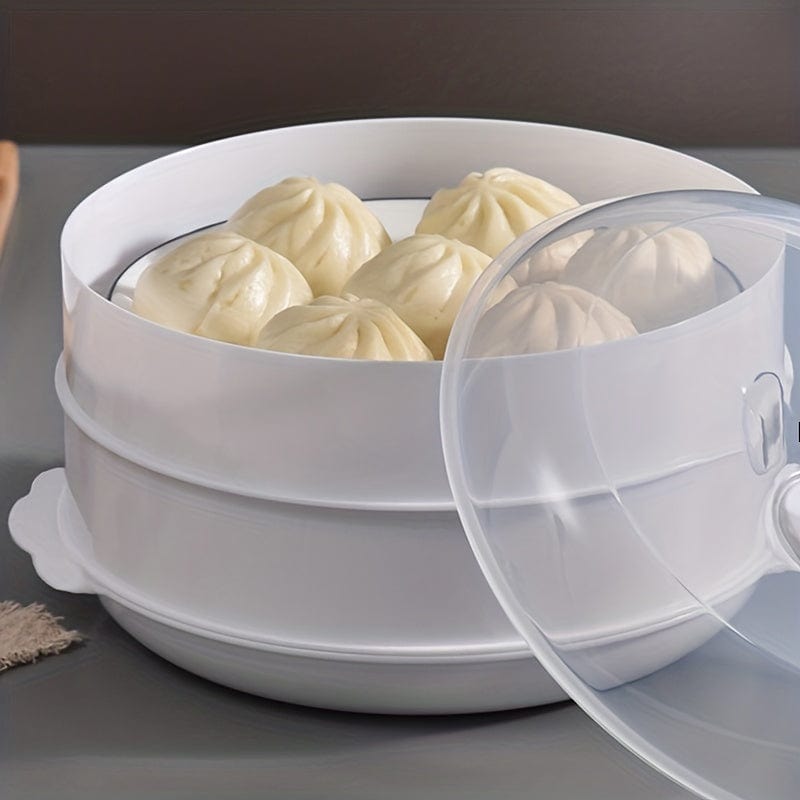 Planet Gates 1 Set Microwave Oven Special Steamer With Steamer Pad, Splash Proof, Steamed Rice, Multi-layer Steamer, For Fast Heating, Mantou, Buns, Dumplings, Cookware