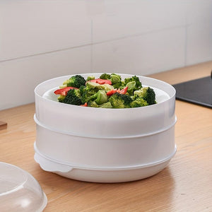 Planet Gates 1 Set Microwave Oven Special Steamer With Steamer Pad, Splash Proof, Steamed Rice, Multi-layer Steamer, For Fast Heating, Mantou, Buns, Dumplings, Cookware