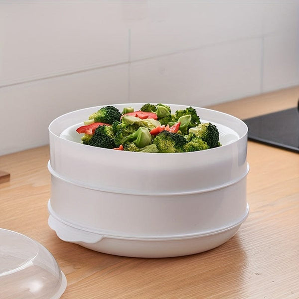 Planet Gates 1 Set Microwave Oven Special Steamer With Steamer Pad, Splash Proof, Steamed Rice, Multi-layer Steamer, For Fast Heating, Mantou, Buns, Dumplings, Cookware