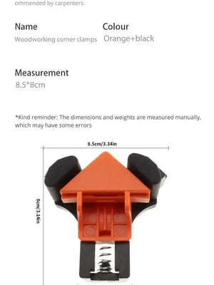 Planet Gates 1 Set of 4 PCS 4 PCS 90° Woodworking Angle Clamps, Right Angle Clamp Holder with Adjustable Hand Tools for Woodworking Project Picture Frames