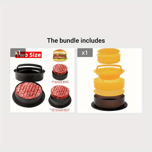 Planet Gates 1 Set Of Hamburger Machine+1 Set Hamburger Machine (yellow) 1 Set Hamburger Press, Patty Maker, 3 In 1 Non Stick Stuffed Burger Mold, Beef Patties And Sliders, BBQ Grill Accessories, For Various Fresh Delicious Stuffed Burger, Sliders Burger, Beef Burger, Non Stick Meat.
