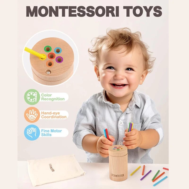 Planet Gates 1 Set Toddler Toys Montessori for 1 2 3 Year Old Color Matching Fine Motor Skills Sensory Toys Wooden Educational Stick Board Game