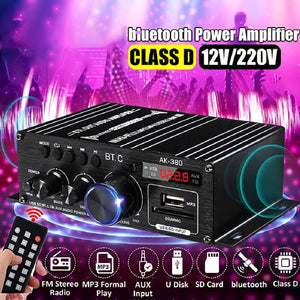 Planet Gates 1 Set Upgraded Version 1 Set, Car MP3 Mini Amplifier HIFI Power 800W 2 Channels Wireless Audio Stereo Amp Home Cars FM