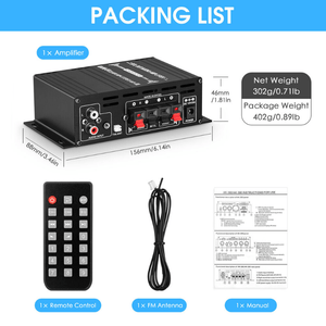 Planet Gates 1 Set Upgraded Version 1 Set, Car MP3 Mini Amplifier HIFI Power 800W 2 Channels Wireless Audio Stereo Amp Home Cars FM