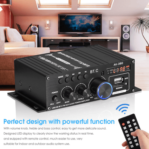 Planet Gates 1 Set Upgraded Version 1 Set, Car MP3 Mini Amplifier HIFI Power 800W 2 Channels Wireless Audio Stereo Amp Home Cars FM