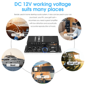 Planet Gates 1 Set Upgraded Version 1 Set, Car MP3 Mini Amplifier HIFI Power 800W 2 Channels Wireless Audio Stereo Amp Home Cars FM