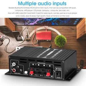 Planet Gates 1 Set Upgraded Version 1 Set, Car MP3 Mini Amplifier HIFI Power 800W 2 Channels Wireless Audio Stereo Amp Home Cars FM