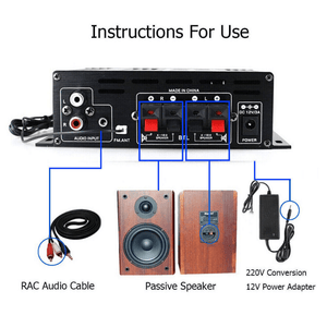 Planet Gates 1 Set Upgraded Version 1 Set, Car MP3 Mini Amplifier HIFI Power 800W 2 Channels Wireless Audio Stereo Amp Home Cars FM
