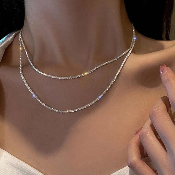 Planet Gates 1 Silver Color Sparkling Necklace For Women Trendy Clavicle Chain Choker Girls Korean Wedding Party Jewelry Accessories