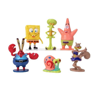 Planet Gates 1 stes 6 6pcs/set 5.6CM Spongebob Action Figures Cartoon Movie Mini Dolls Children Birthday Gifts Set