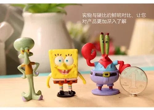 Planet Gates 1 stes 6 6pcs/set 5.6CM Spongebob Action Figures Cartoon Movie Mini Dolls Children Birthday Gifts Set
