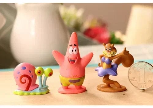 Planet Gates 1 stes 6 6pcs/set 5.6CM Spongebob Action Figures Cartoon Movie Mini Dolls Children Birthday Gifts Set