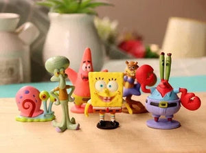 Planet Gates 1 stes 6 6pcs/set 5.6CM Spongebob Action Figures Cartoon Movie Mini Dolls Children Birthday Gifts Set