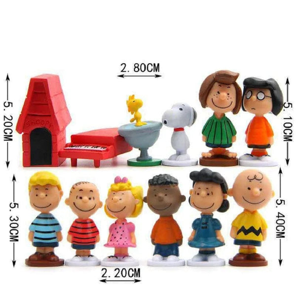 Planet Gates 1 stes 8 12PCS Japan Cartoon Peanuts Snoopy Charlie Sally Woodstock Mini Figure Model Toys Miniature Cake People Collection Props