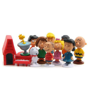 Planet Gates 1 stes 8 12PCS Japan Cartoon Peanuts Snoopy Charlie Sally Woodstock Mini Figure Model Toys Miniature Cake People Collection Props