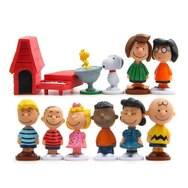 Planet Gates 1 stes 8 12PCS Japan Cartoon Peanuts Snoopy Charlie Sally Woodstock Mini Figure Model Toys Miniature Cake People Collection Props