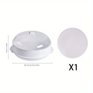 Planet Gates 1 Tier (with 1 Steamer Mat) 1 Set Microwave Oven Special Steamer With Steamer Pad, Splash Proof, Steamed Rice, Multi-layer Steamer, For Fast Heating, Mantou, Buns, Dumplings, Cookware