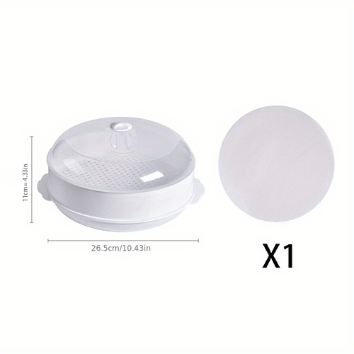 Planet Gates 1 Tier (with 1 Steamer Mat) 1 Set Microwave Oven Special Steamer With Steamer Pad, Splash Proof, Steamed Rice, Multi-layer Steamer, For Fast Heating, Mantou, Buns, Dumplings, Cookware