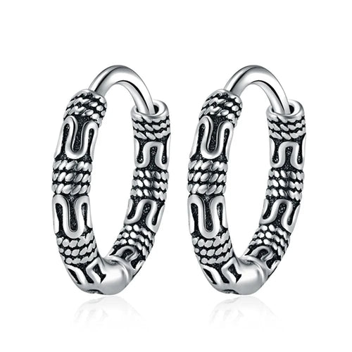 Planet Gates 1 Vintage 925 Sterling Silver Hoop Earrings Pattern Earring For Women Silver Jewelry Korea New