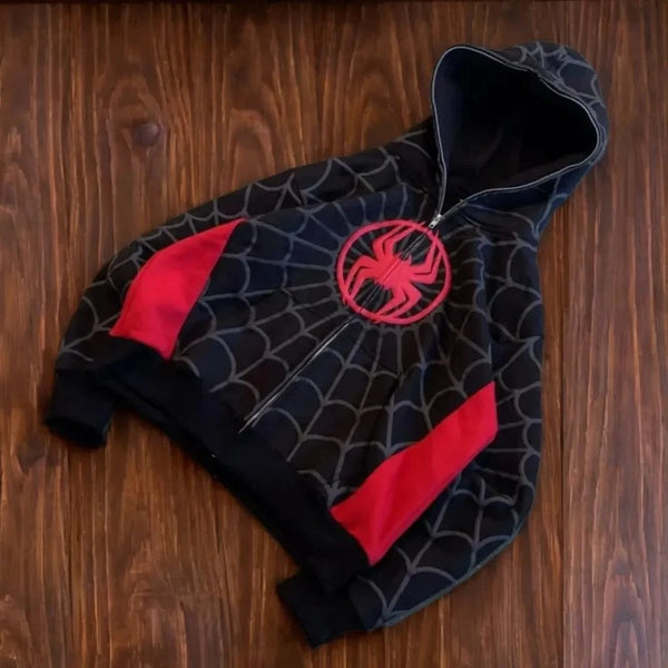 Planet Gates 1 / XXL Y2K American Spider Pattern Embroidery Zip Up Hoodie Men Women Gothic Harajuku Jacket Fashion Hoodie Sweatshirt Casual Clothes