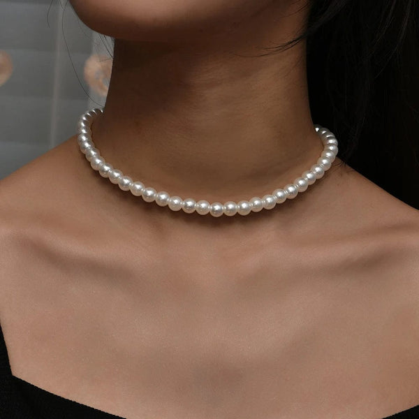 Planet Gates 1 YWZIXLN 2021 Trend Elegant Jewelry Wedding Big Pearl Necklace For Women Fashion White Imitation Pearl Choker Necklace N0179
