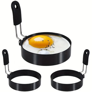 Planet Gates 10.16 Cm Silicone Handle Set Of 2 2pcs, Egg Rings (4''), Stainless Steel Egg Cooking Rings, Pancake Mold For Frying Eggs And Omelet, Kitchen Gadgets, Kitchen Stuff, Kitchen Accessories, Home Kitchen Items