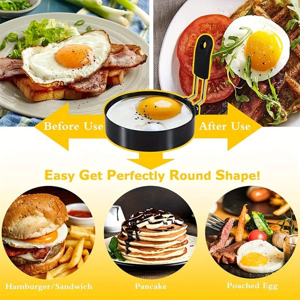 Planet Gates 10.16 Cm Silicone Handle Set Of 2 2pcs, Egg Rings (4''), Stainless Steel Egg Cooking Rings, Pancake Mold For Frying Eggs And Omelet, Kitchen Gadgets, Kitchen Stuff, Kitchen Accessories, Home Kitchen Items