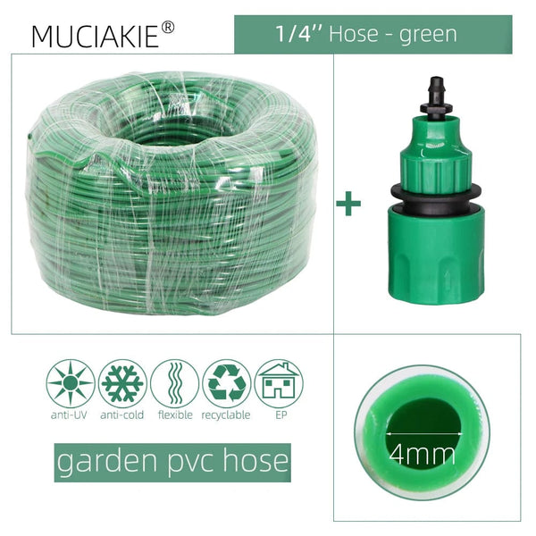 Planet Gates 10/20/25/40 Meter 4/7mm Garden Water Hose with Quick Connector Micro Drip Misting Irrigation Tubing Pipe PVC Hose 1/4'' New Hose