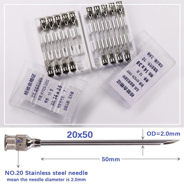 Planet Gates 10/20/30/50/100ml Transparent Syringes Adjustable Dose with 10pcs 304 Stainless Steel Pinhead Needle Farm Livestock Dispensing