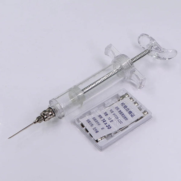 Planet Gates 10/20/30/50/100ml Transparent Syringes Adjustable Dose with 10pcs 304 Stainless Steel Pinhead Needle Farm Livestock Dispensing