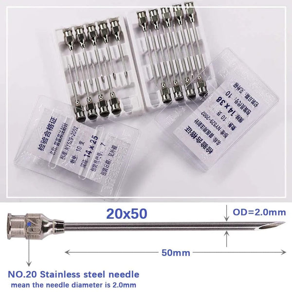 Planet Gates 10/20/30/50ml Veterinary Tool Vaccine Syringe with 10 Needles for Farm Livestock Pig Cattle Sheep Chicken Pinhead Injection Tool